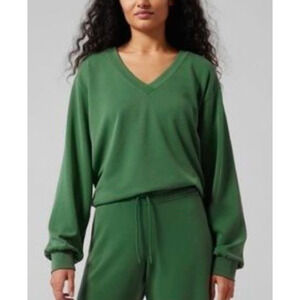 Athleta Green V-Neck UPF 50 Seasoft Willow Sweatshirt